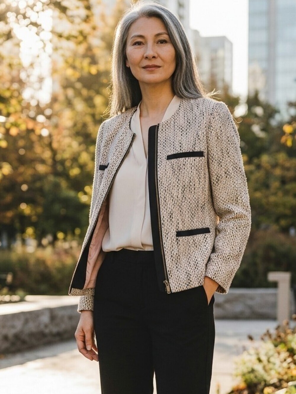 Vince Camuto Black and Cream Textured Blazer